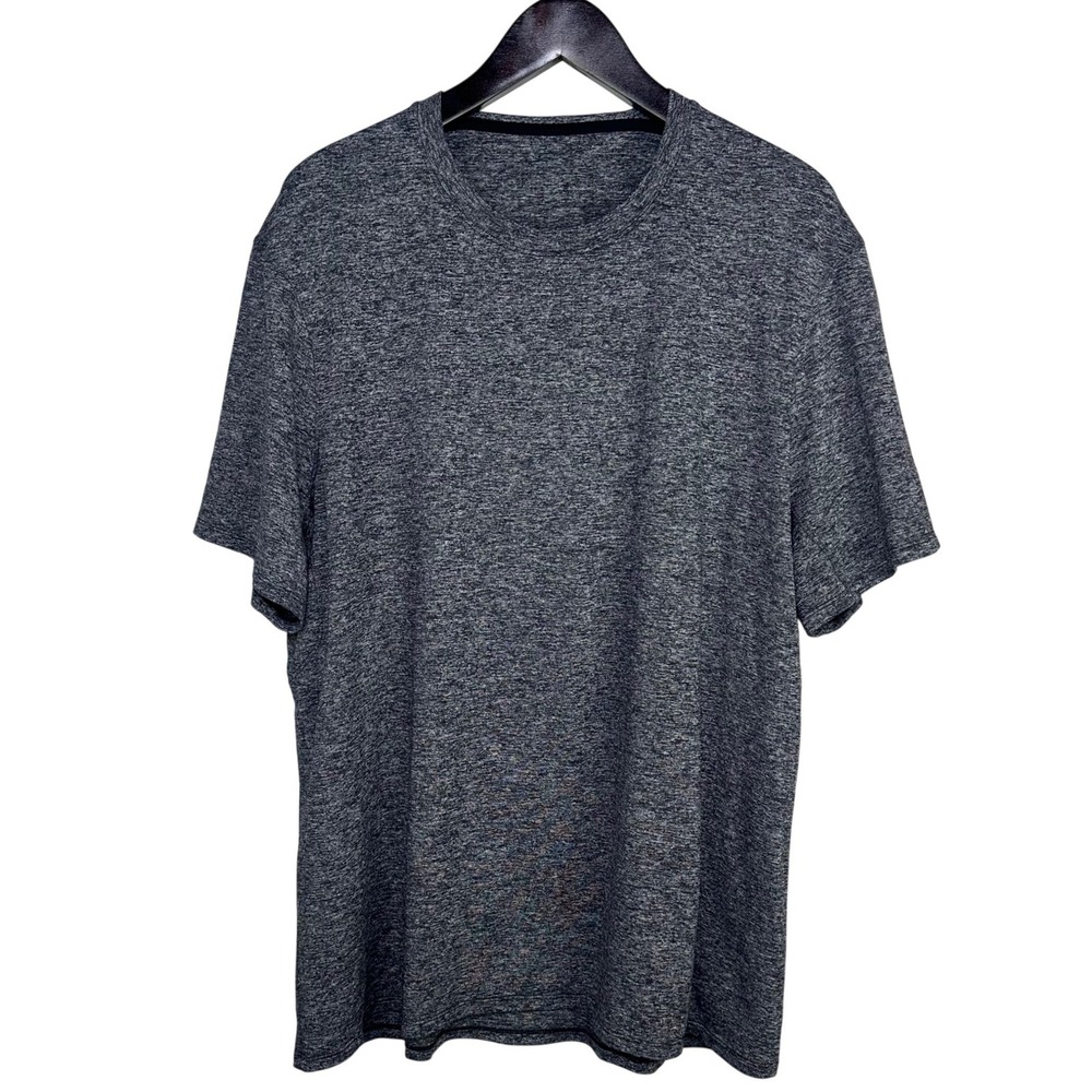 Lululemon Mens Quick Dry Short Sleeve Shirt Gray Heather Est XXL Reflective